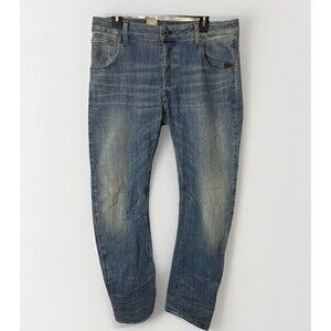 G-STAR RAW Mens Arc 3D Slim Worn Aged Stretch Blue Denim Jeans 34 x 32 RRP $230